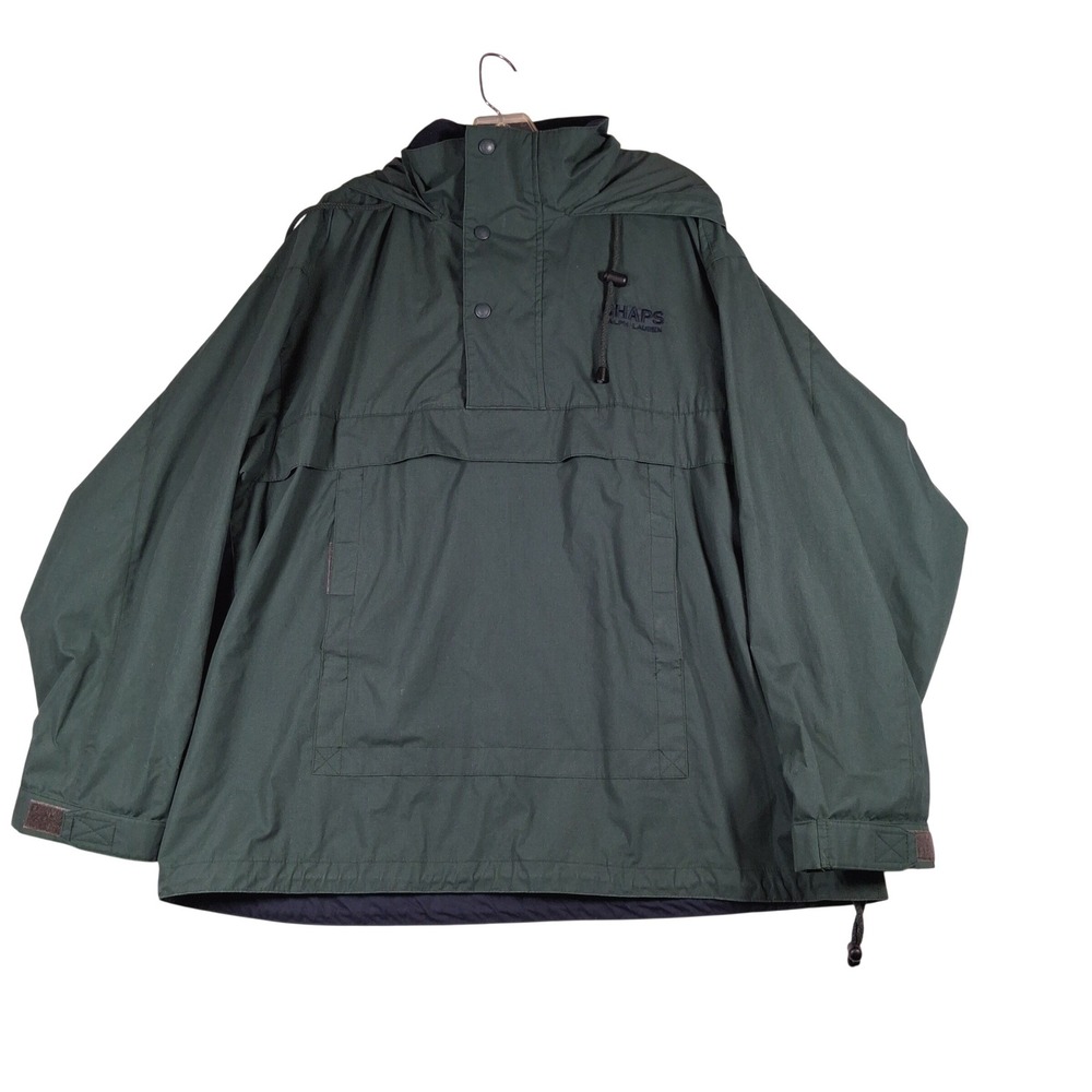 Vtg Chaps Ralph Lauren Mens Large Forest Green Anorak Pullover Jacket